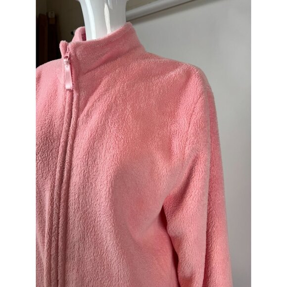 Adonna Pink Fleece Zip-Up Long Robe XL Full-Length Cozy Loungewear - Picture 4 of 16